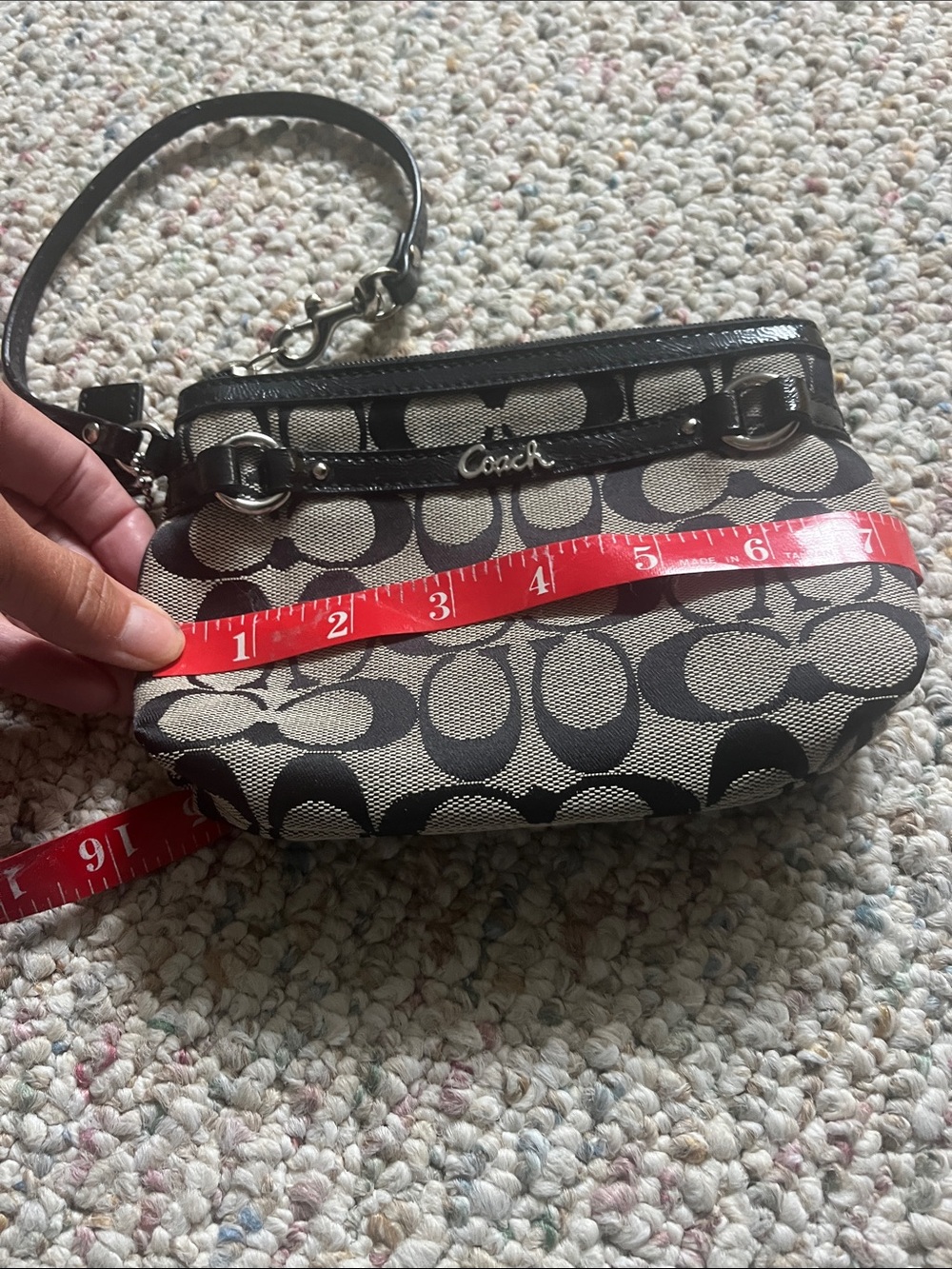 Coach Black and Cream Signature Jacquard Wristlet - Picture 6 of 6
